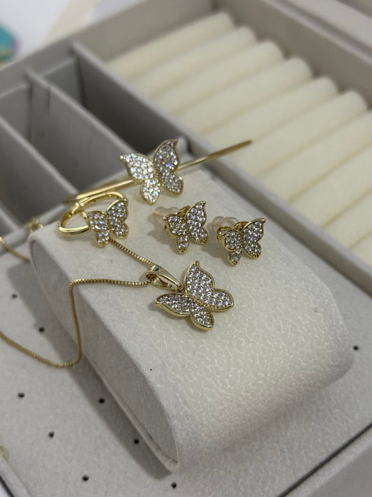 Conjunto niña oro lamino 14k