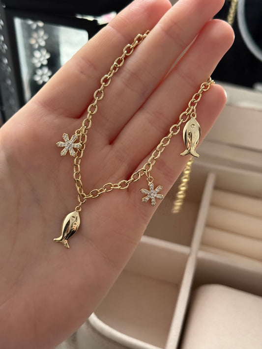 Tobillera oro 14k modelo 004