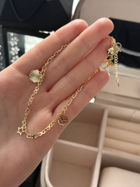 Tobillera oro 14k modelo 001